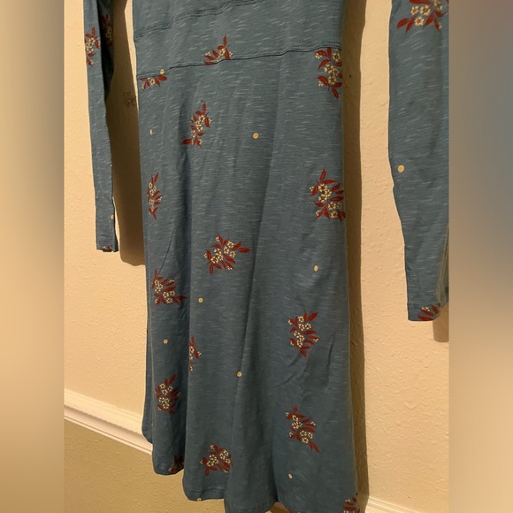 Toad & Co Cue Wrap Long Sleeve Blue Floral Tie Waist Casual Dress - Picture 7 of 7